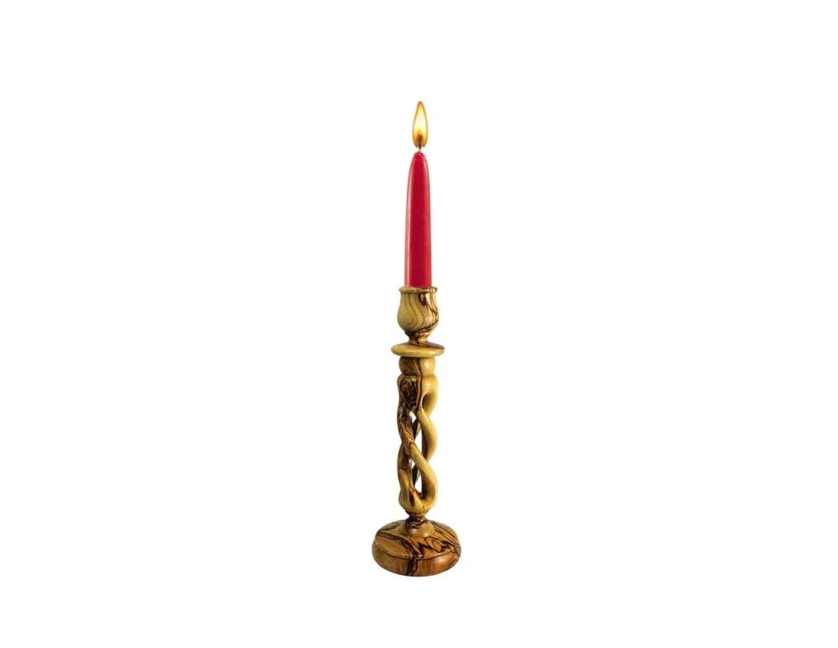 Olive Wood Candlestick #T103