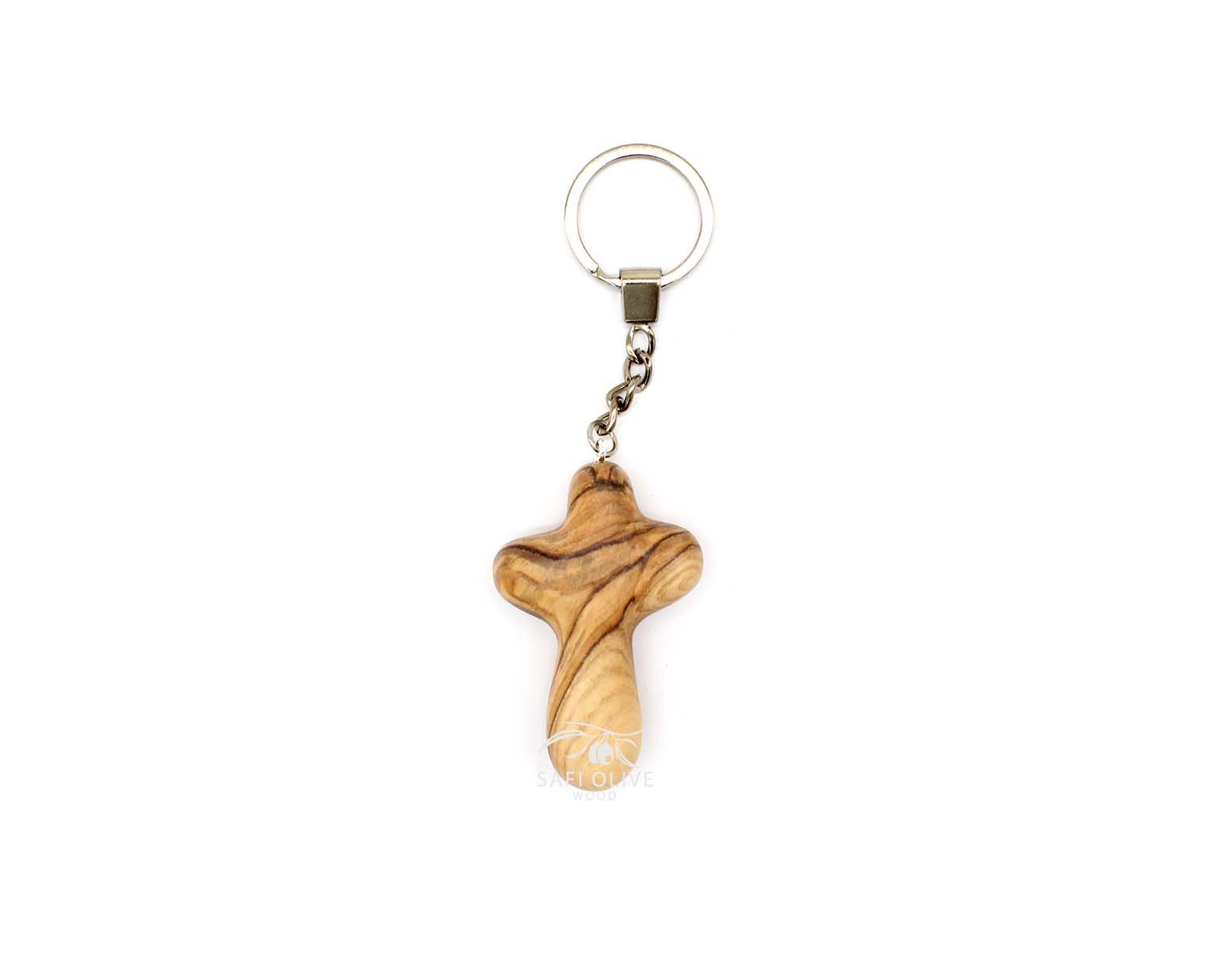 olive-wood-comfort-cross-keychain_ke109-1 Handcrafted Olive Wood Keychain #KE109 - Image 1