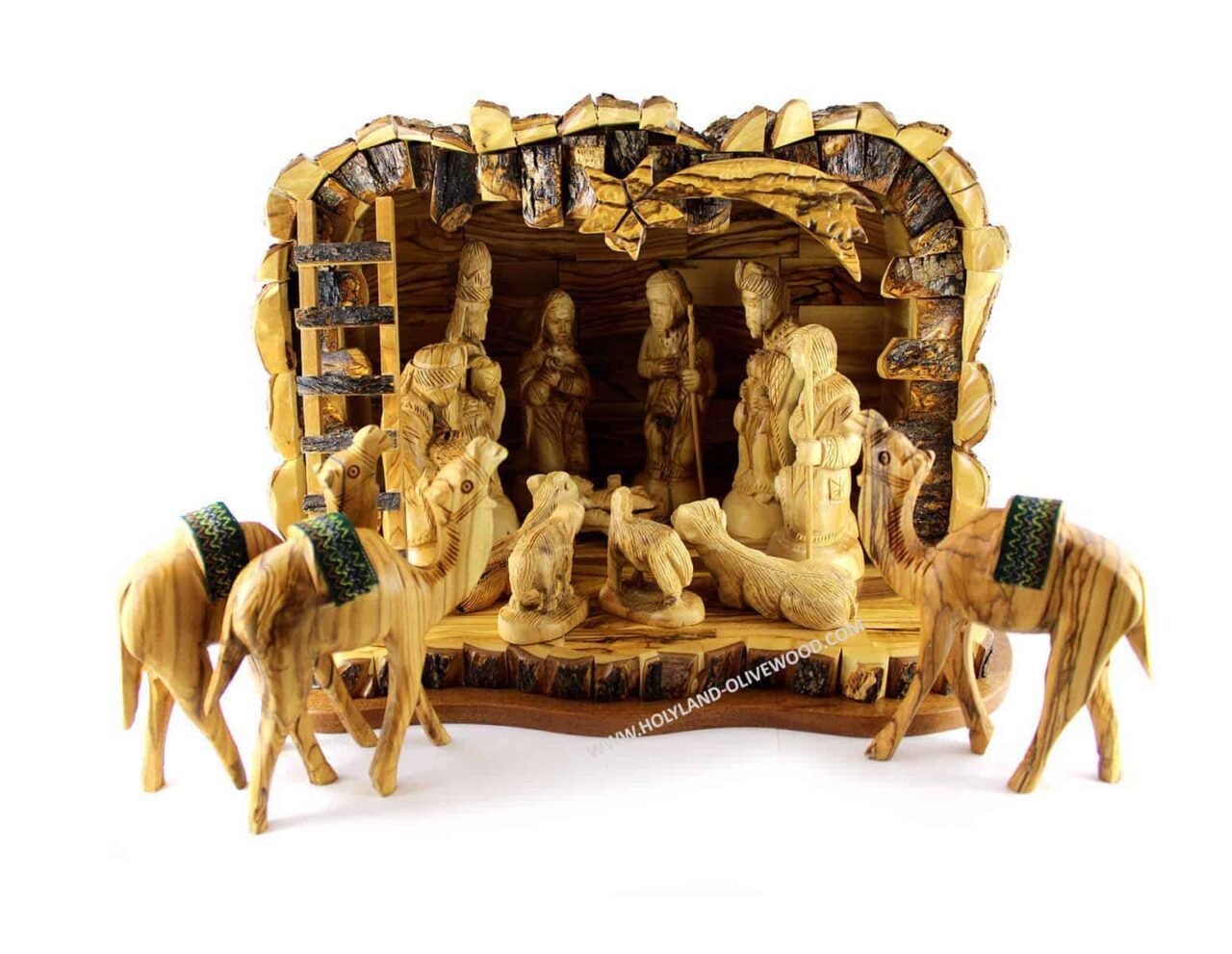 Olive Wood Nativity Grotto Set NA113 Holy Land Olive Wood