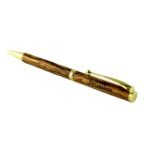 Jerusalem Olivewood Slimline Twist Pen med lasergravyr & 24k guldarmaturer #PE105