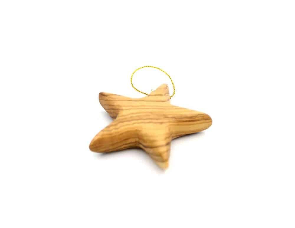 Hanging Olive Wood Bethlehem Star Christmas Ornament Or120 Holy Land