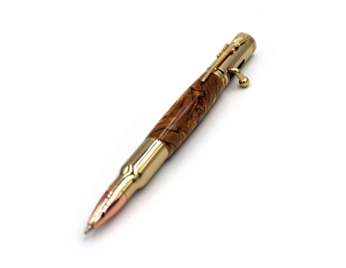 Handgjorda Betlehem Olivewood Bolt Action Pen med guldarmaturer #PE121