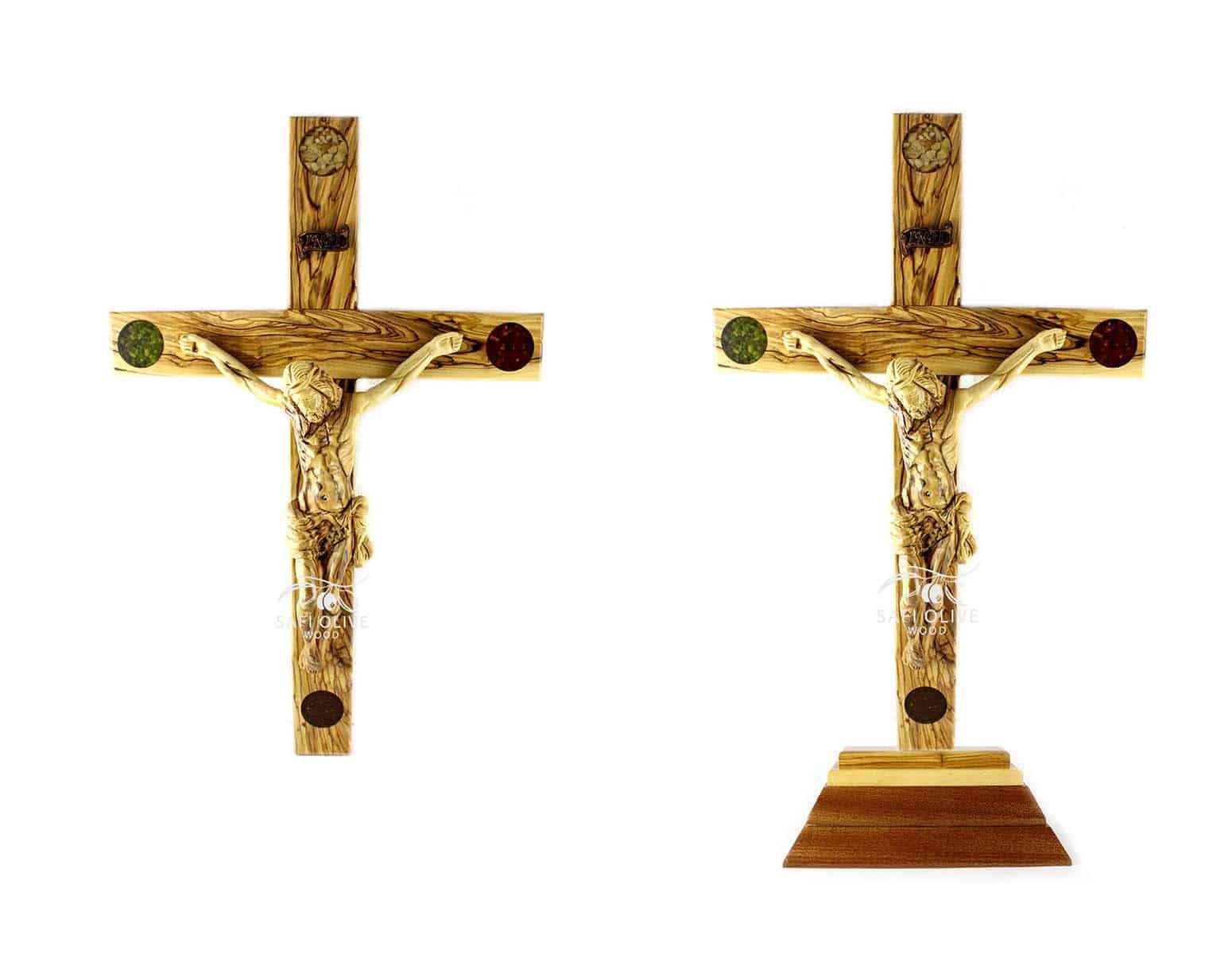 Croce di Betlemme in legno di ulivo Terra Santa Gerusalemme Crocifisso Gesù... 