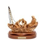 Statua in legno d'ulivo del miracolo del pescatore di Gesù Cristo #FI132
