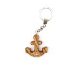 Hand Carved Olive Wood Anchor Keyring #KE115