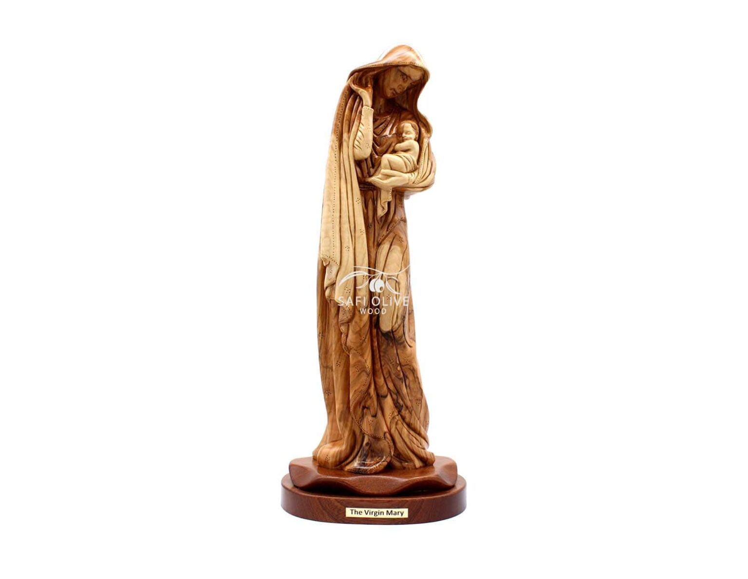 Virgin Mary with Baby Jesus Olive Wood Carving #FI139 - Holy Land Olive ...